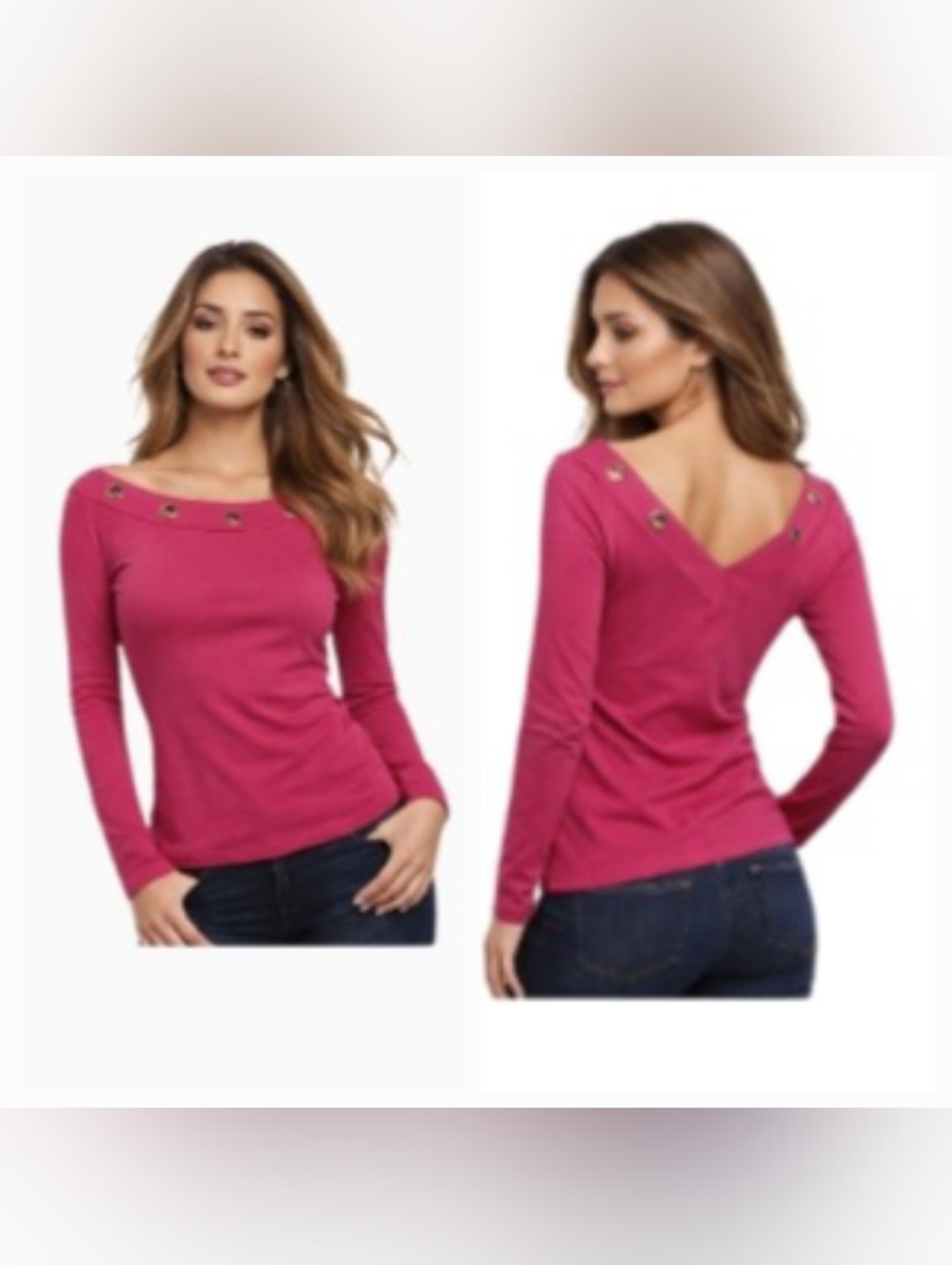 "Moda International" Beautiful Grommet‑Neck Top – Size Small